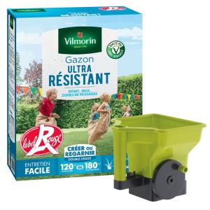 Gazon Ultra Résistant - Label Rouge - 3 kg + Semoir à main Gazon/Engrais